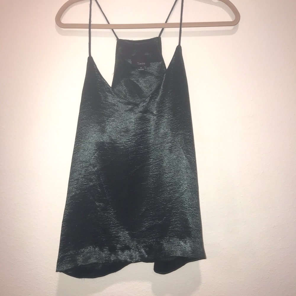 Lumiere Dark Green Satin Camisole